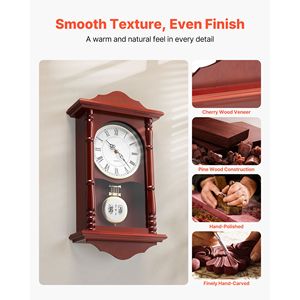 Orologio a Pendolo Classico Vintage da 18 Pollici con Movimento al Quarzo, in Legno di Pino e MDF, Design Silenzioso per Esposizione a Parete - Product Image 4