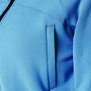 OEM/ODM Women's Blue Hooded Crop <b>Top</b> Shorts Set Fleece Full Sleeve Casual Sportswear Streetwear Breathable 100% Cotton Spring - Product Image 6