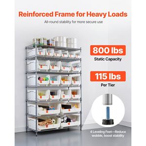 Sistema di scaffalature in filo d'acciaio a 7 livelli con 22 contenitori e ruote mobili per l'organizzazione degli attrezzi, ideale per il garage - Product Image 3