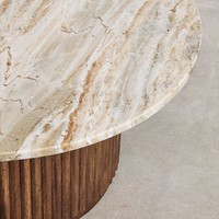 Table basse ronde Vandana Grand Pebble Ø90 cm en marbre et bois de manguier Giselda