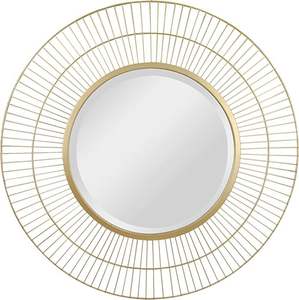 Metal <b>Wave</b> Contemporary Antique Nickel Circular Wire U Pattern Eco-Friendly Handmade 6mm Thick Wall <b>Mirror</b> Modern Leaf Wall - Product Image 5