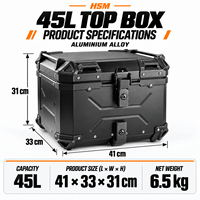 Top Case Moto 45L en Alliage d'Aluminium Étanche Rigide pour Vente en Gros Directe Usine