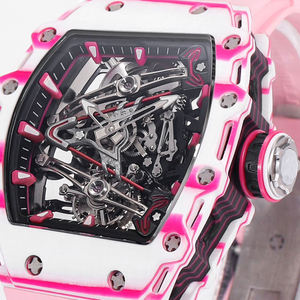 Caja de fibra de carbono de alta calidad con movimiento tourbillon esqueletizado, un elegante reloj mecánico de lujo unisex para un estilo casual de negocios. - Product Image 5