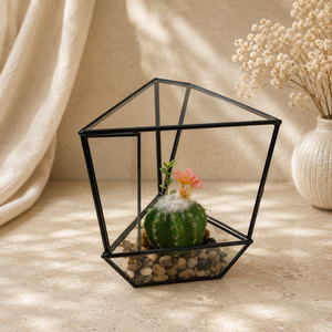 Terrario Geométrico de Vidrio, Moderno Florero Dorado para Suculentas, Decoración Elegante para Escritorio y Hogar - Product Image 5