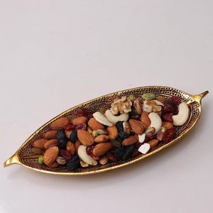 Handcrafted Golden Metal Leaf Shape <b>Tray</b> Decorative Serving <b>Tray</b> <b>for</b> Dry Fruits Snacks Center Table Home <b>Decor</b> Collectible Art - Product Image 6