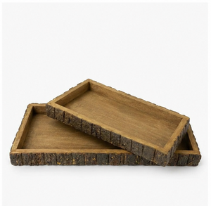 Handcrafted Rustic Mango Wood Bark Serving Tray Set Natural <b>Live</b> <b>Edge</b> Decorative Platter For Home Decor & Restaurant Use - Product Image 1