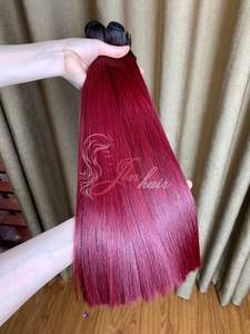 Cabello de trama de color rojo Borgoña de pelucas de cabello crudo vietnamita con precio de fábrica - Product Image 4