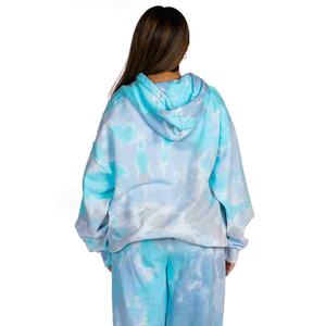 Sweat à capuche tendance pour femme grande taille, style hip-hop urbain, en polaire, avec broderie et strass, manches longues, tie-dye - Product Image 6