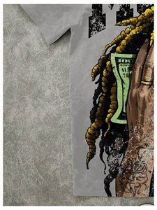 Camiseta de hombre oversize de corte holgado con hombros caídos, manga corta, de algodón, estilo casual y streetwear - Product Image 3