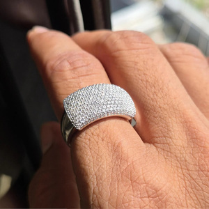 Anillo de Compromiso con Moissanita de Corte Brillante Redondo y Diamantes Pavé para Hombre, Estilo Hip Hop, Anillo de Cúpula para Caballero, Joyería de Plata Esterlina 925 - Product Image 1