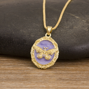 QIKU 18K Gold Plated Butterfly Pendant Necklace Unisex Glamorous <strong>Unique</strong> Style Link Copper <strong>Jewelry</strong> Zircon 3 Colors Perfect - Product Image 3