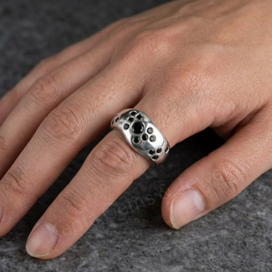 Best Selling Black Cubic Zirconia 5mm Round Shape Bezel Setting <b>Oxidize</b> Plated Signet Fashion Ring Unisex Gift For Men's Wear - Product Image 5