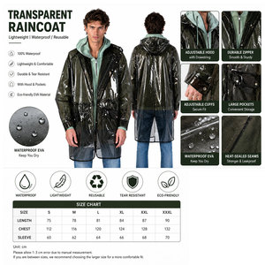 Veste de pluie imperméable pour homme, légère, pliable, avec capuche, coupe-vent - Product Image 4