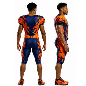 Uniforme de football américain personnalisable pour hommes, maillot ajusté à manches courtes et col en V sublimé, respirant et anti-transpiration, avec fermeture à ceinture - Product Image 4