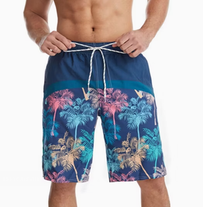 Men's Geometric Print <b>Board</b> Shorts Mid Waist Drawstring Quick Dry Casual Swimwear Polyester Cotton Blend High Quality Short - Product Image 5