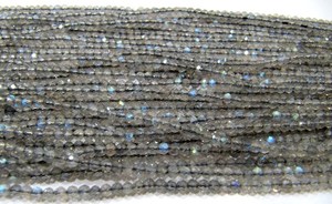 Perles de Labradorite Naturelle Facettées Rondelles 2-2,5 mm Grises Chatoyantes, Fils de 13 Pouces de Long - Product Image 4