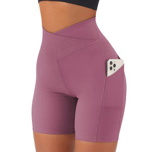Shorts de yoga pour femmes en Spandex/Nylon, haute élasticité, couleur unie, respirants, pour la gym, le fitness, la compression, l'entraînement et le sport – Nouvelle collection en promotion - Product Image 2