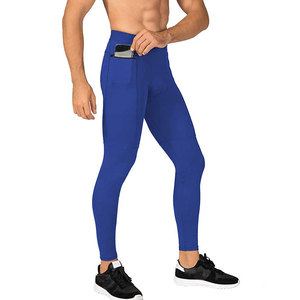 Shinig Blue <b>Men's</b> Sportswear Gym <b>Tights</b> Workout Fitness Running Leggings <b>Compression</b> Quick Dry Breathable Customizable Pockets - Product Image 5