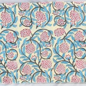 Tissu imprimé à la main pour table, en coton à fibres longues, imprimé à la main, alternative au block print indien - Product Image 5