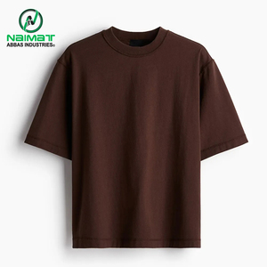 Camisetas transpirables para hombre, color marrón oscuro, extragrandes, sin estampado, de tela gruesa, con hombros caídos, fabricante para EE. UU. y Europa, con logotipo. - Product Image 1