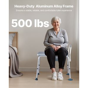 Sedia Comoda Portatile 4-in-1 con Capacità di Carico di 227 kg, Attrezzatura di Sicurezza per Bagno, Sedile WC Rialzato con Schienale Imbottito - Product Image 6