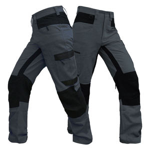 RICSA INTERNATIONAL Men's Gray Hi Visibility <b>Work</b> <b>Pants</b> <b>Black</b> Knee Patches CE Certified Polyester Abrasion Resistant Cargo Style - Product Image 4