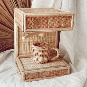 Juguetes de diseño moderno de máquinas de café en miniatura para niños, buen precio, juguete de rol de barista de ratán. - Product Image 1