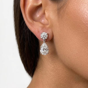 Bijoux raffinés : Boucles d'oreilles pendantes en diamant de laboratoire taille poire 3 carats, or massif 14K, luxe VVS VS EF, pour mariage et soirée, vente en gros - Product Image 4