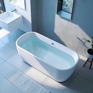 Baignoire autoportante moderne en acrylique écologique avec robinet inclus, baignoire d'angle pour salle de bain intérieure, idéale pour les hôtels - Product Image 3