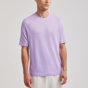 Camiseta de Algodón Grueso de Textura Suave para Hombre, Cuello Redondo, Hombros Caídos, Lisa, Personalizable, Venta al por Mayor para Proveedores - Product Image 3