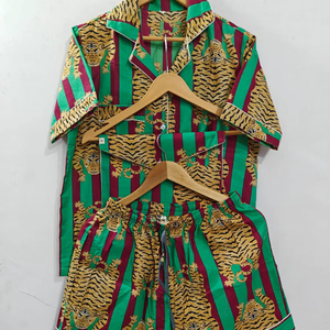 Pijamas de algodón 100% orgánico estampados para mujer, conjuntos de ropa de estar personalizados, nueva llegada, ropa de dormir para mujer, pijamas de algodón de manga larga - Product Image 1