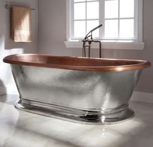 อ่างอาบน้ำวนแบบลอยตัวสุดหรูหุ้มทองแดงเคลือบผิวภายนอกแบบปาติน่า อ่างอาบน้ำวนแบบลอยตัวสุดหรูหุ้มทองแดงราคาประหยัด - Product Image 2