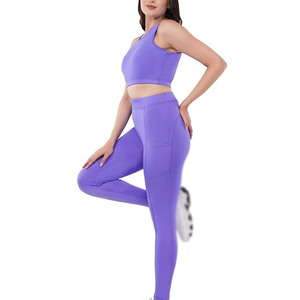Ensemble de vêtements de sport pour femmes, soutien-gorge de yoga personnalisé, leggings, ensemble de deux pièces pour la remise en forme, l'entraînement en salle de sport - Product Image 2