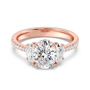 2 Ct Oval Solitaire Engagement <b>Ring</b> with Half <b>Moon</b> - Product Image 5