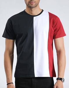 Camisetas Ligeras y Transpirables para Hombre, Camisetas de Algodón de Color Sólido, Camisetas con Bloques de Color y Rayas en Negro, Blanco y Rojo, Ropa Casual Inspirada en el Hip-Hop - Product Image 3