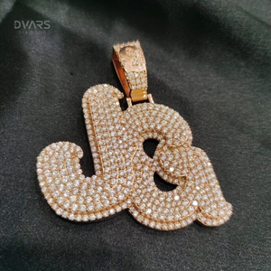 Colgante con Inicial de Moissanita VVS, Plata 925, Logotipo y Letra Personalizados, Joyería de Lujo para Hombre, Estilo Rapper, con Baño de Rodio/Oro, Hip Hop - Product Image 5