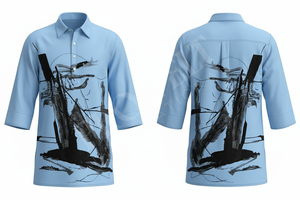 Chemise longue surdimensionnée à imprimé graphique abstrait personnalisé, tendance et décontractée - Product Image 2