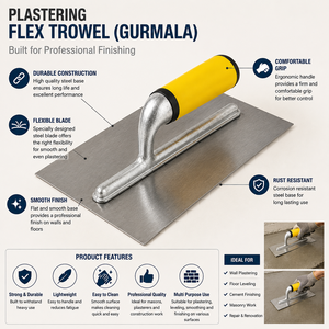 Espátula Profesional para Enlucido Gurmala con Mango de Goma y Base de Acero para Acabado de Paredes y Pisos de Cemento y Mortero, Trabajos de Albañilería - Product Image 5
