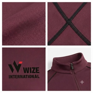 WIZE INTERNATIONAL Women's <b>Maroon</b> Short Sleeve Zipper Polo Shirt Quick Dry Knitted Polyester Front Logo - Product Image 5