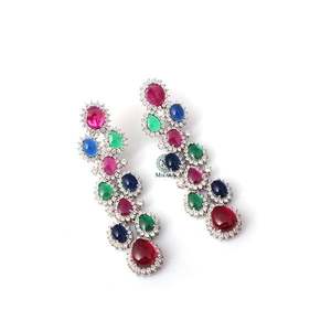 Daisy Trio Color Long Designer Drop Earrings - Product Image 4