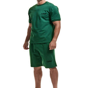 Conjunto de Shorts Casuales de Verano para Hombre, Camiseta de Manga Corta, Shorts Deportivos Sólidos, Tela de 300gsm, Venta al Por Mayor - Product Image 2