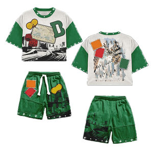 Ensemble T-shirt et short décontracté pour homme, imprimé graphique, 100 % coton épais, délavé à l'acide, style streetwear respirant pour l'été - Product Image 2