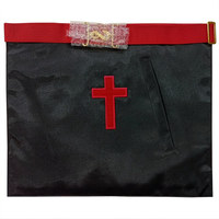 Tablier de Régalia Maçonnique Rite Écossais 18ème Degré, en Tissu Rouge et Blanc, avec Badge Croix Latine Brodé, Style Classique Rectangulaire