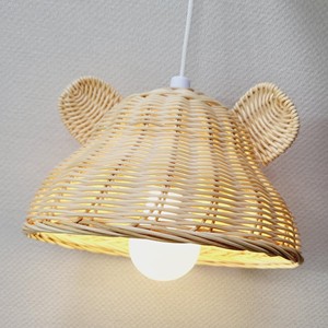 Sustainable rattan light shade kids lighting lamp cover lovely <b>bear</b> shaped lampshade factory price - Product Image 5