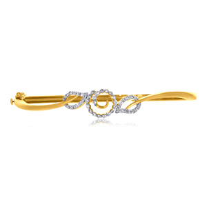 18K Yellow Gold Diamond Evil Eye <b>Bangle</b> <b>Bracelet</b> for Women - Product Image 1