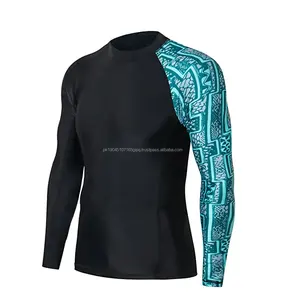 Custom Printed Lightweight Polyester/Nylon Compression <b>Rashguards</b> for Professional Water Sports Surfing Swimming-Wholesale OEM - Product Image 1