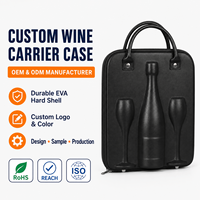 Étui de transport personnalisé en EVA pour bouteille de vin et verres, sac de protection pour 1 bouteille et 2 verres
