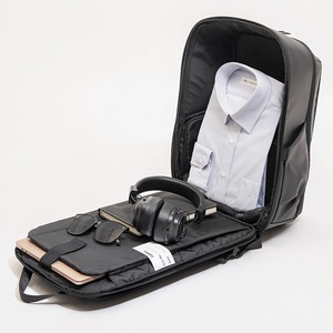 Large capacity multifunctional business <b>backpack</b> dark grey leather <b>backpack</b> <b>waterproof</b> fabric suitable for business people - Product Image 5