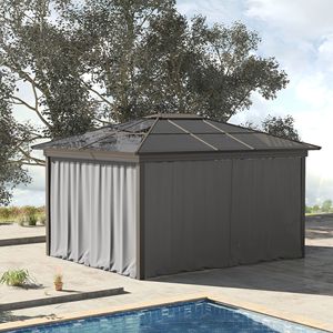 "Universal Gazebo Sidewall Set 9.84FT X 9.84FT 4 Panels 40 Hooks/C Rings Light Gray Elegant Design" - Product Image 2