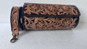 Sac à main et sac bandoulière de luxe pour femme en cuir fait main avec gravure florale, deux bandes, sangle réglable, imperméable et durable - Product Image 5